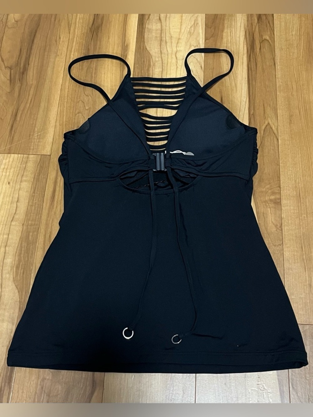 Seafolly Black Tankini Top Strappy V-Neck Built-In Bra NWT Size 6 - Picture 4 of 11